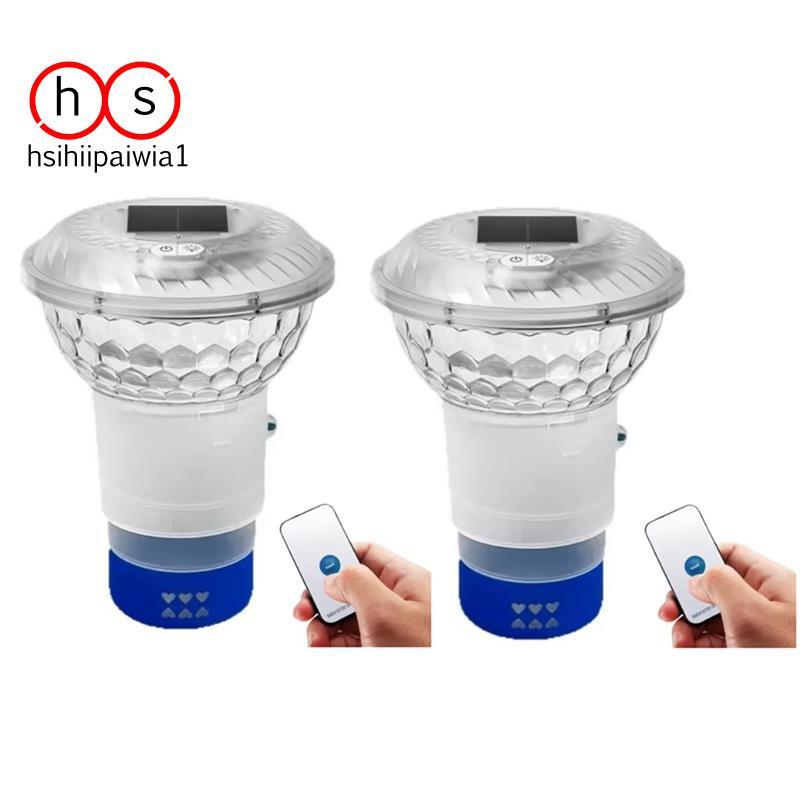Dispensador De Cloro Flutuante RGB LED Piscina Luz 2 Pçs Flutuador Solar Com Controle Remoto Para