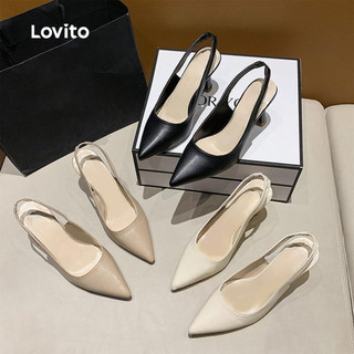 Lovito Sapato de Salto Feminino Estilo Coreano Elegante e Liso – Ideal para Trabalho, Escritório, Festas ou Casamentos (Modelo LFA46166)