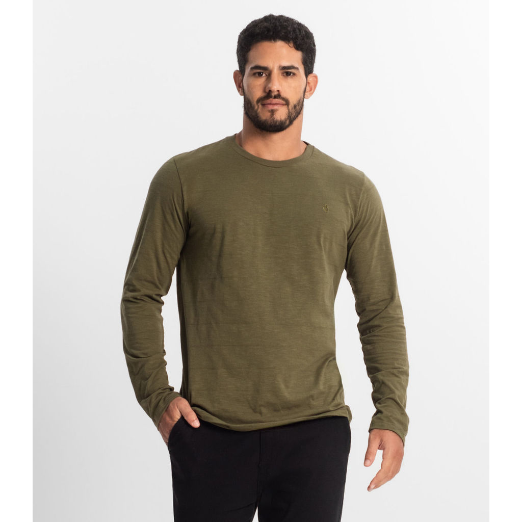 Camiseta Masculina Manga Longa Básica Diametro Verde