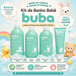 Kit Banho Bebê Buba Care Shampoo Condicionador Sabonete e Hidratante