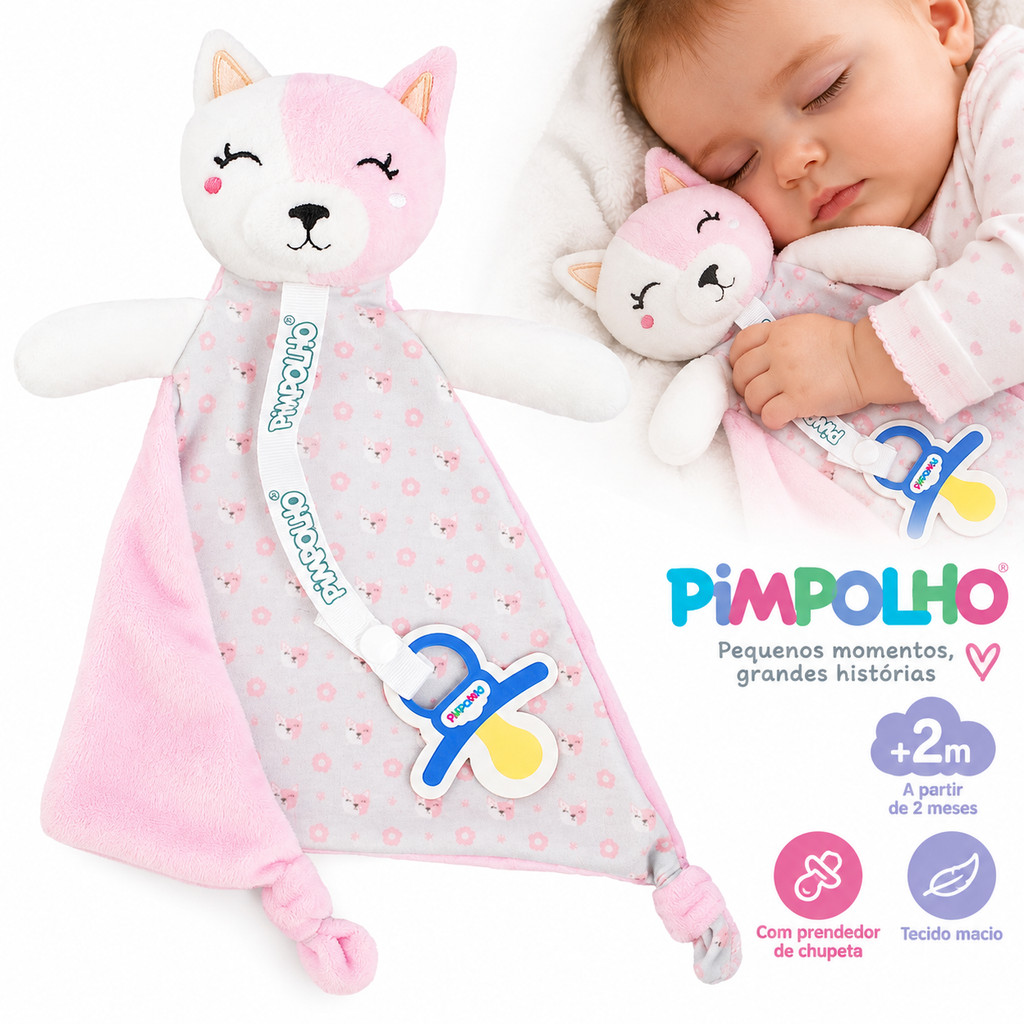 Naninha Bebê com Prendedor de Chupeta Gata 2 Meses+ Pimpolho