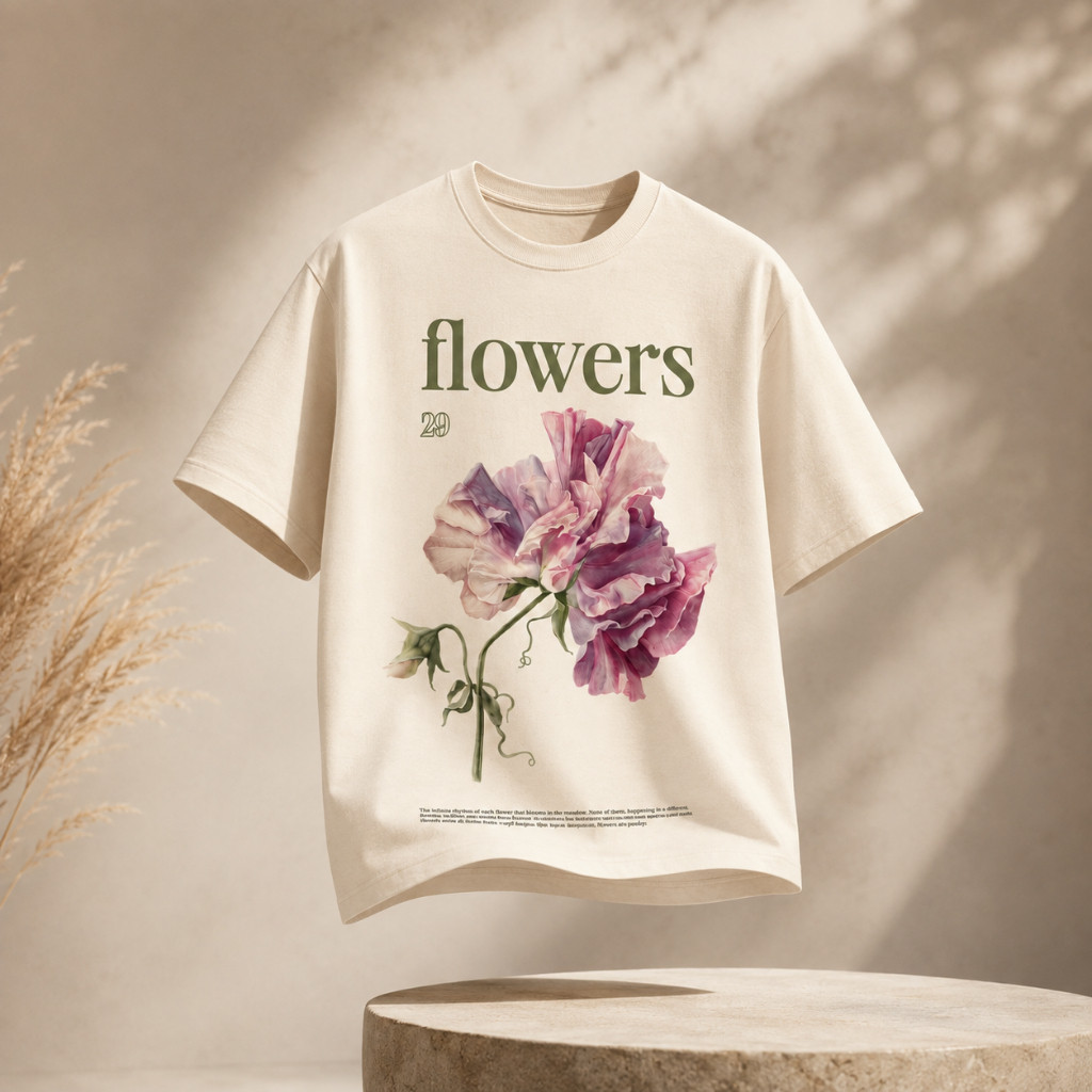 Camiseta Estampada - Oversized Flowers Floral - Feminina Estilo Streetwear Confortável - 100% Algodão Envio Rápido
