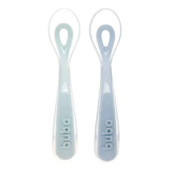 Kit 2 Colheres Em Silicone Fase 2 Azul - Buba