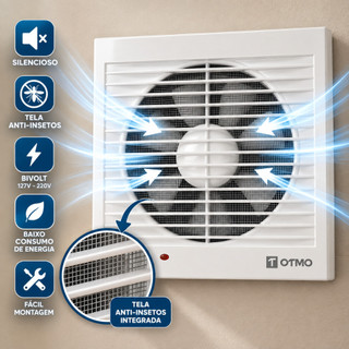 Exaustor Banheiro Bivolt 15/20 cm Silencioso Anti Odor Ventilador Cozinha Quarto Parede