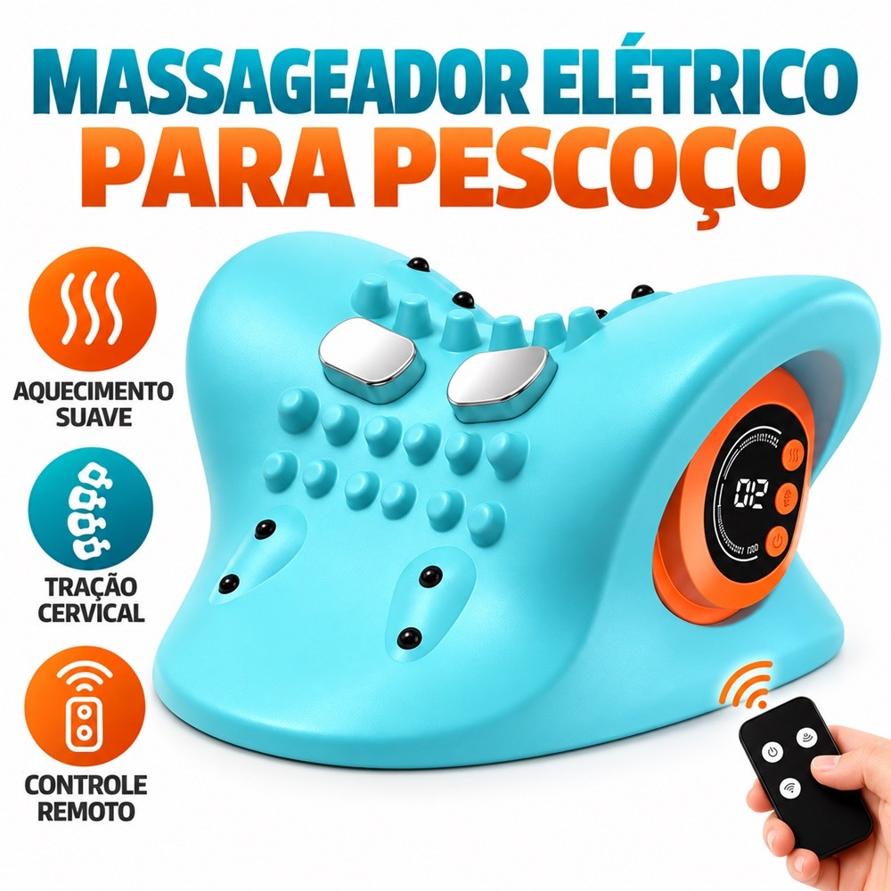 Massageador Cervical Elétrico Profissional com Tração Aquecimento e Alívio da Dor no Pescoço DLL