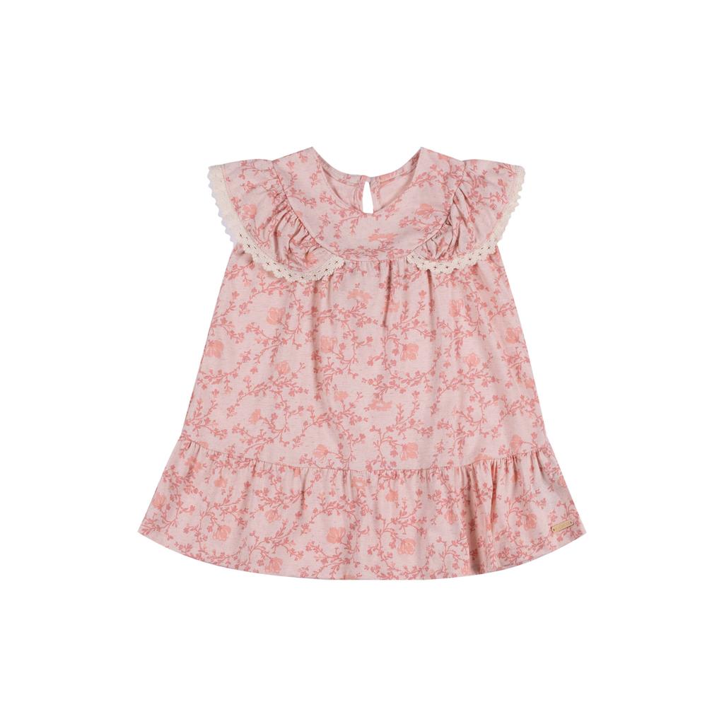 Vestido Bebê Menina Floral Com Babados Colorittá Rosa — imagem 2 de 2
