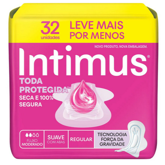 Absorvente Intimus Gel Tripla Protecao Suave, Com Abas, 32 Unidades