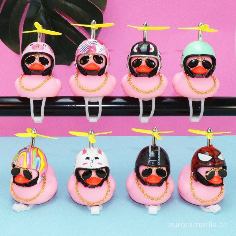Pato rosa com capacete, para motocicletas, luzes de decoração para o interior do veículo, acessórios para o interior do 