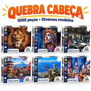 Quebra Cabeça Grande 1000 Peças 52 x 72 cm - Diversas Estampas Paises Jesus Oficina Vilarejo GGb