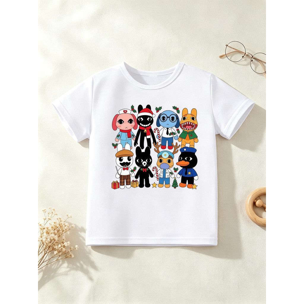 Engraçado Natal Animal Médico Impresso T Camisa Meninas/Meninos Camiseta Kawaii Crianças Roupas De Manga Curta