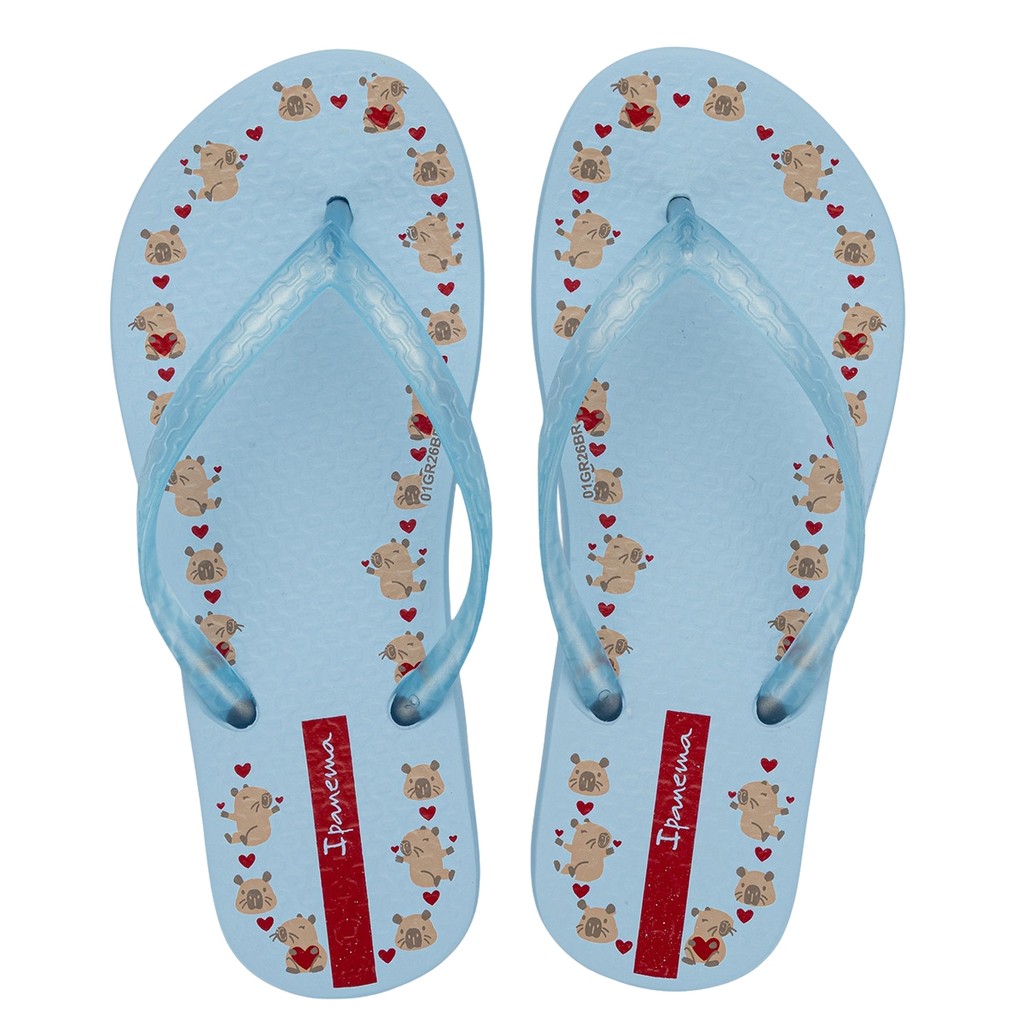 Chinelo Day Ipanema Rosa Azul Cereja Capivara Infantil Leve Macio Tira Fina Menina 27383