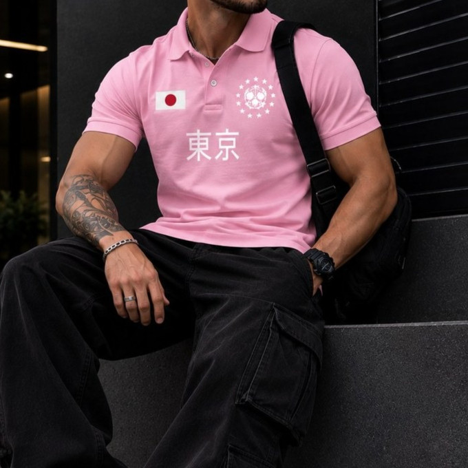 Camisa Polo Masculina Piquet Algodão J@p@o T@ky@ Streetwear Manga Curta Plus Size Casual Moda J@pones@ Estampada Camiset