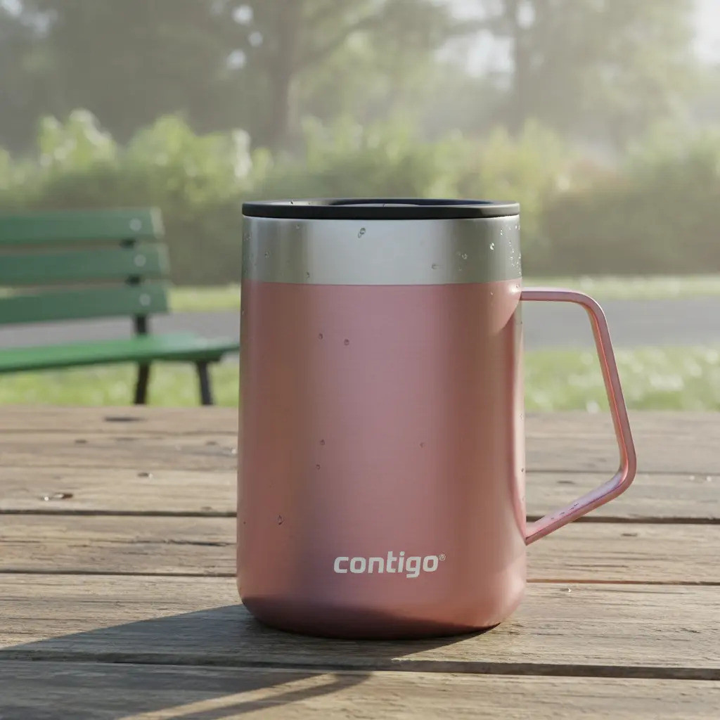 Caneca Térmica Inox Com Tampa E Alça 414 Ml - Contigo - Rosê