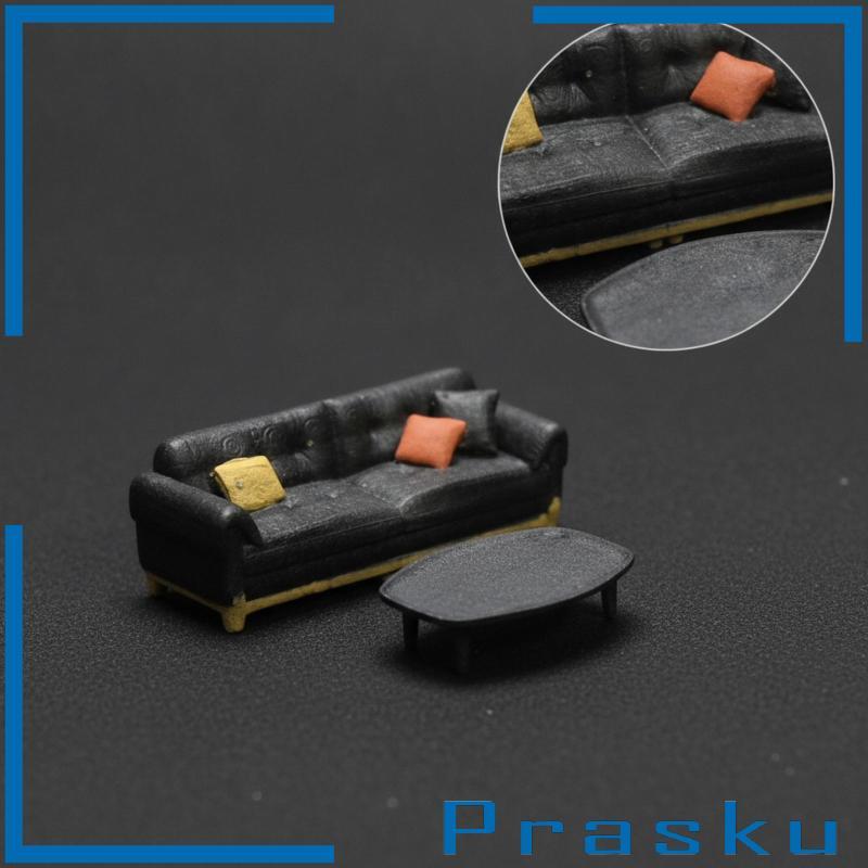 [Prasku] Conjunto De Móveis Em Miniatura De Resina Para Sofá E Mesa De Centro Exibição De Modelo De Areia Diorama