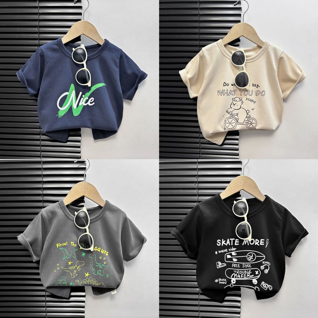 Crianças camiseta de manga curta verão estilo fino menino dos desenhos animados impresso bebê menina versão coreana solt