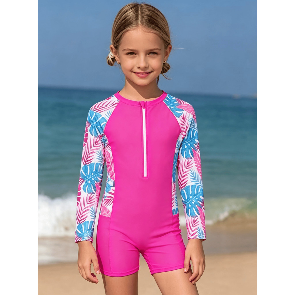 Maiô Macaquinho Proteção UV UPF 50+ Infantil Manga Longa Menina 10-16 Anos Praia Piscina Surf Natação