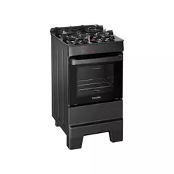 Fogão 4 Bocas Esmaltec Preto Mesa de Vidro Esmaltec Ideal Top Glass
