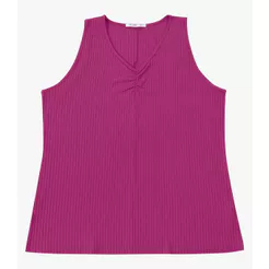 Regata Plus Size Em Ribana Canelada Secret Glam Roxo