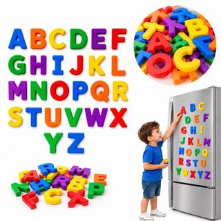 Alfabeto Magnético 26 Letras Kit Educativo Infantil Ímã Lousa Geladeira Brinquedo Didático Interativo Colorido