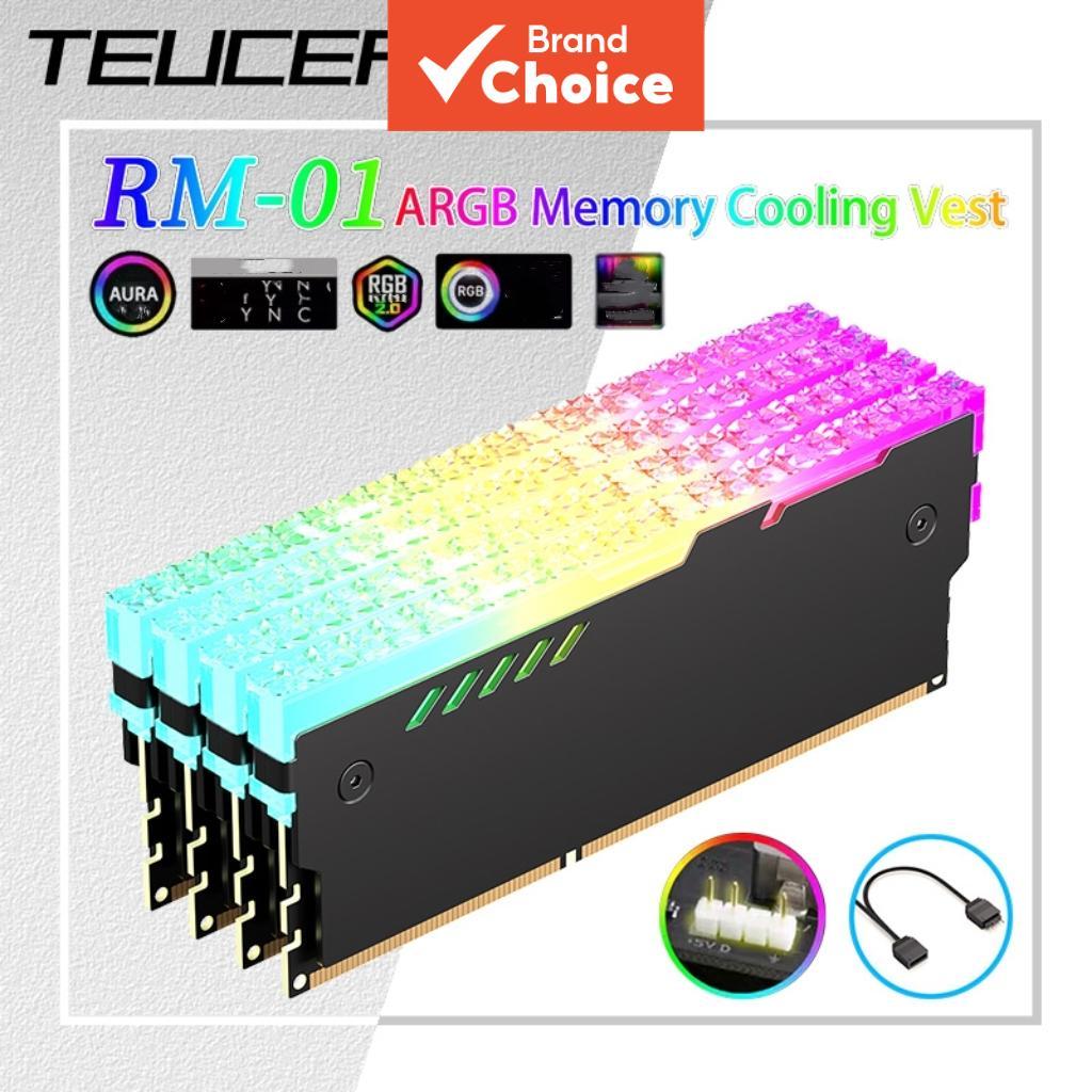 TEUCER RM-01 ARGB Aquecedor de Memória RAM 5V 3 Pinos com Colete de Resfriamento e Almofada Térmica para DDR4 DDR3 PC