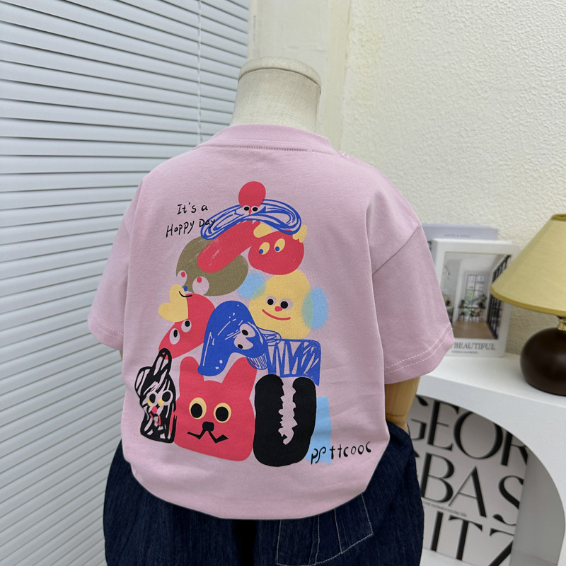 Meninos verão camiseta de manga curta 2025 novo estilo crianças dos desenhos animados impresso meia manga meninos verão 