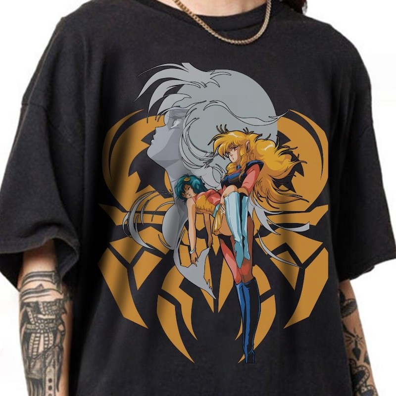 Camiseta Unissex Premium De Algodão Preta Com Estampa Anime Retrô Estilo Casual Para Uso Diário Passeio E Encontros De