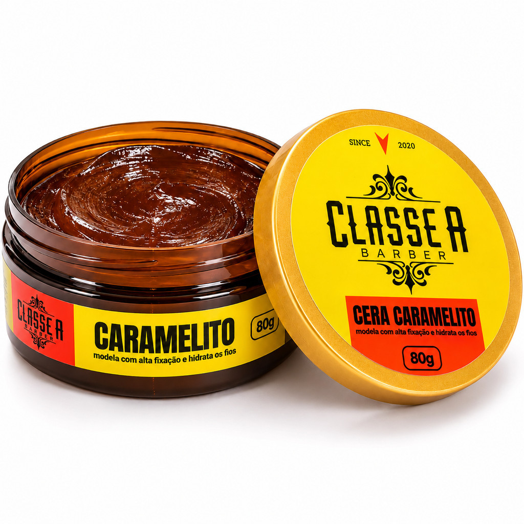 Kit 1x à 3x Pomadas Cera Caramelito 80g cada Classe A - Modela Com Alta Fixação Hidrata os Fios FOXI
