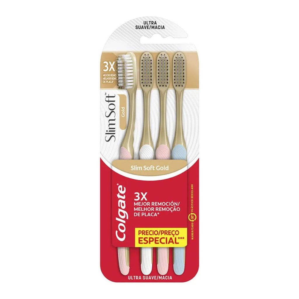 Escova Dental Ultramacia Colgate Slim Soft Gold 4 Unidades