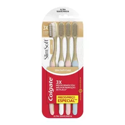 Escova Dental Ultramacia Colgate Slim Soft Gold 4 Unidades
