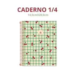 Caderno Capa Dura 1/4 (PEQUENO) 80 Folhas Cherry Lovers - CADERSIL Capa:Xadrex