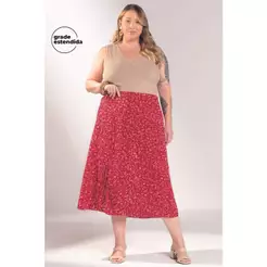 Saia Feminina Floral Miudo Marialícia Rosa