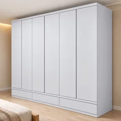 Guarda Roupa Casal 6 Portas com 9 Gavetas 100% MDF Urbano Branco