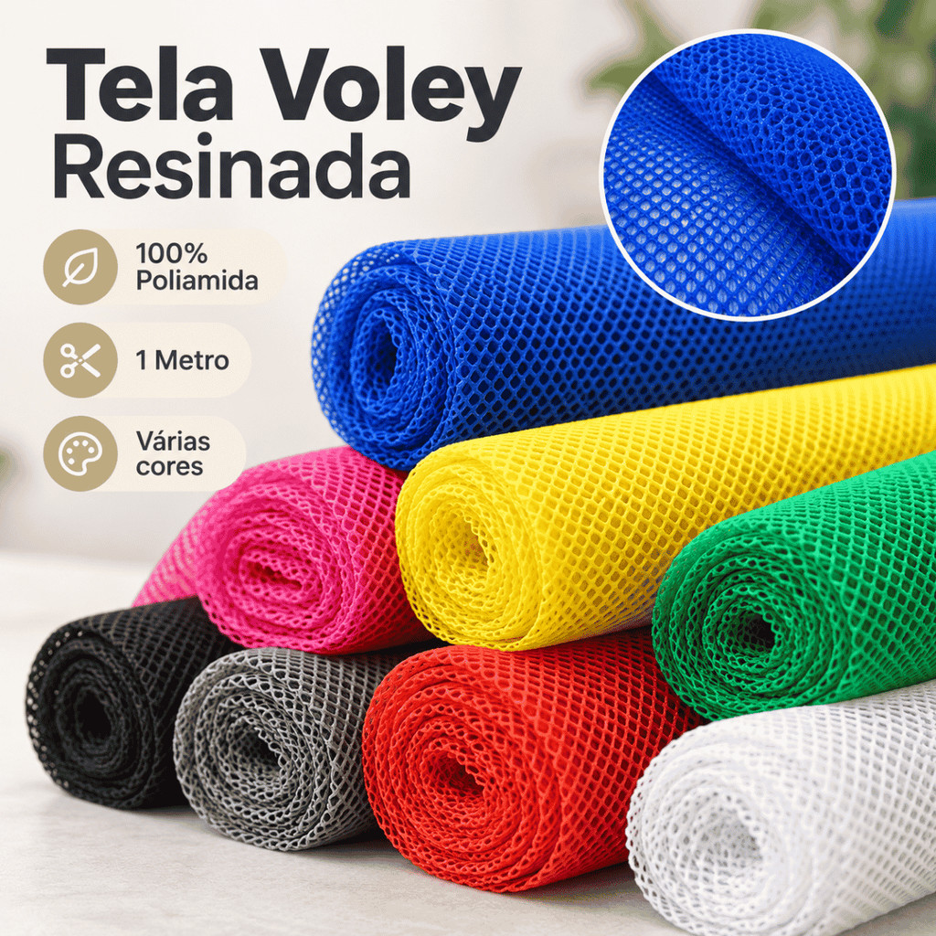 Tela Voley Resinada 100% Poliamida 1m x 1,50m para Artesanato Bolsas Organizadores Decoração Costura e Acessórios e Moda