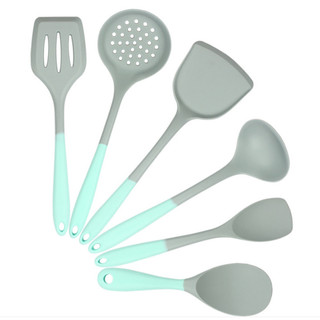 Limpeza: Panela antiaderente de Silicone de duas cores Utensílios de cozinha Conjunto de 6 peças Espátula de cozinha Col