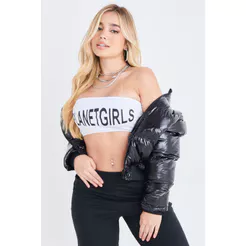 Top Faixa Malha Estampa Logo Planet Girls Branco