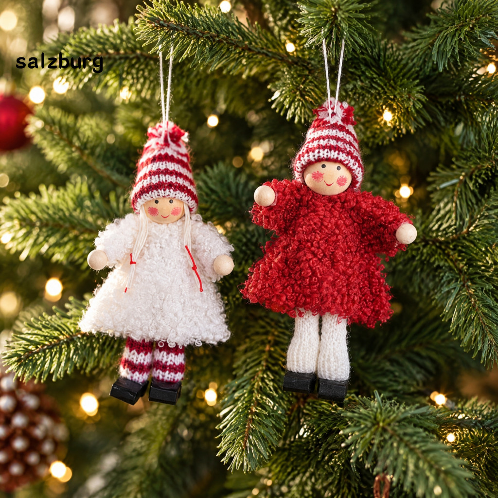 < salzburg > 2 Peças De Decorações De Bonecas De Pelúcia Feitas À Mão , Figuras De Natal De Tecido Macio , Decoração Fác