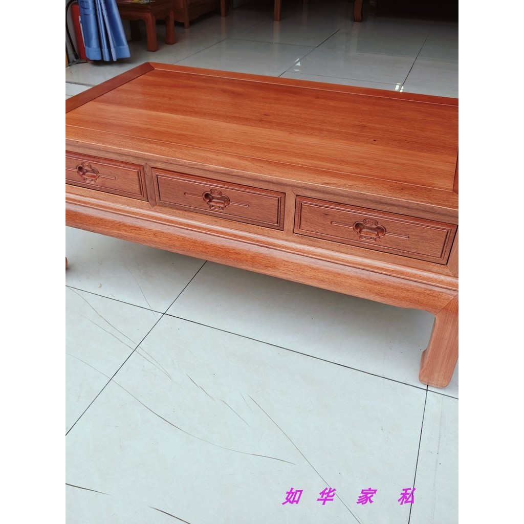 Mesa de centro de grade de abacaxi em mogno, toda madeira maciça, mesa longa para beber chá, 1.3m, sofá lateral, mesa de