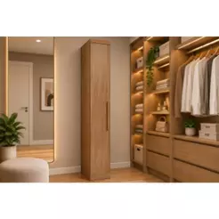 Módulo de Quarto Solteiro Guarda Roupa Rizon c/ 1 Porta Freijo Cumaru - Novo Horizonte