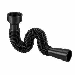 Sifão Flexível Sanfonado Ajustável Extensivo Universal Pia Cozinha Tanque PVC Preto 70cm