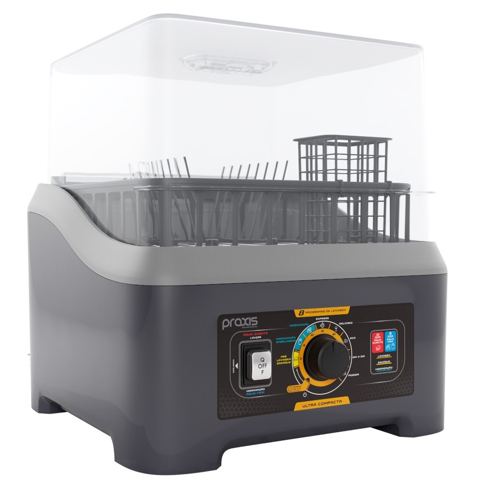 Lava-louças portátil semiautomática 8 programas 3L cinza LLP04-2.0 - Praxis