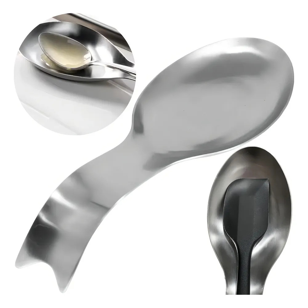2x Descanso Apoio Colher Talher Aço Inox Longo