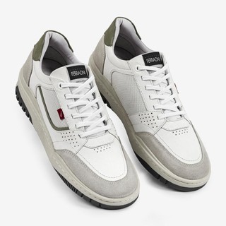 Tênis Masculino Couro Legítimo Ferracini Max Branco Cinza Solado Robusto 7401-683D