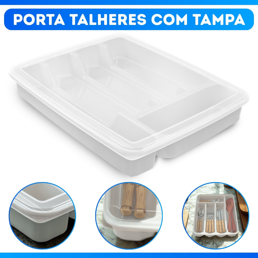 Porta Talher Com Tampa P/ Gaveta ou Mesa Com 5 DIVISÓRIAS - CUSTO BENEFÍCIO