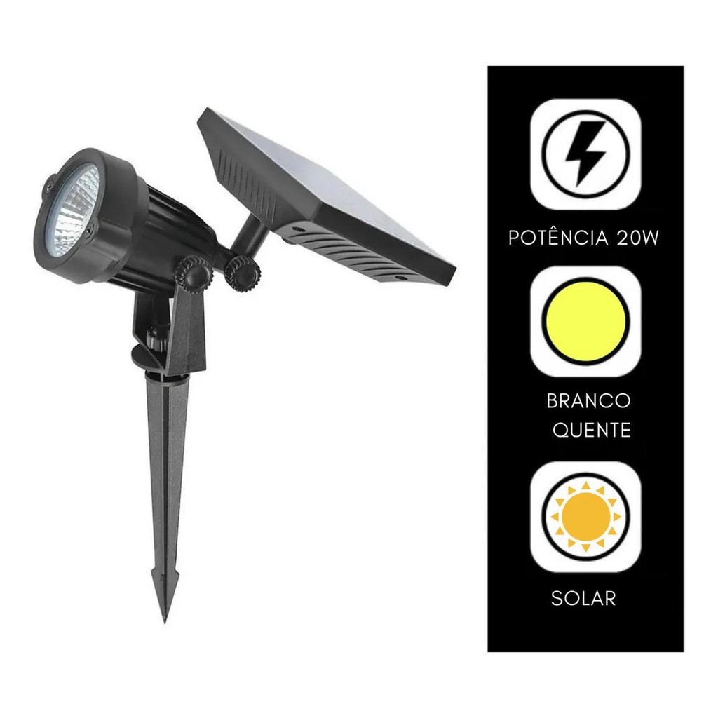 Kit 5 Luminária Solar Espeto de Jardim Luz Led Com Painel Solar Espeto decorativo Luz área externa