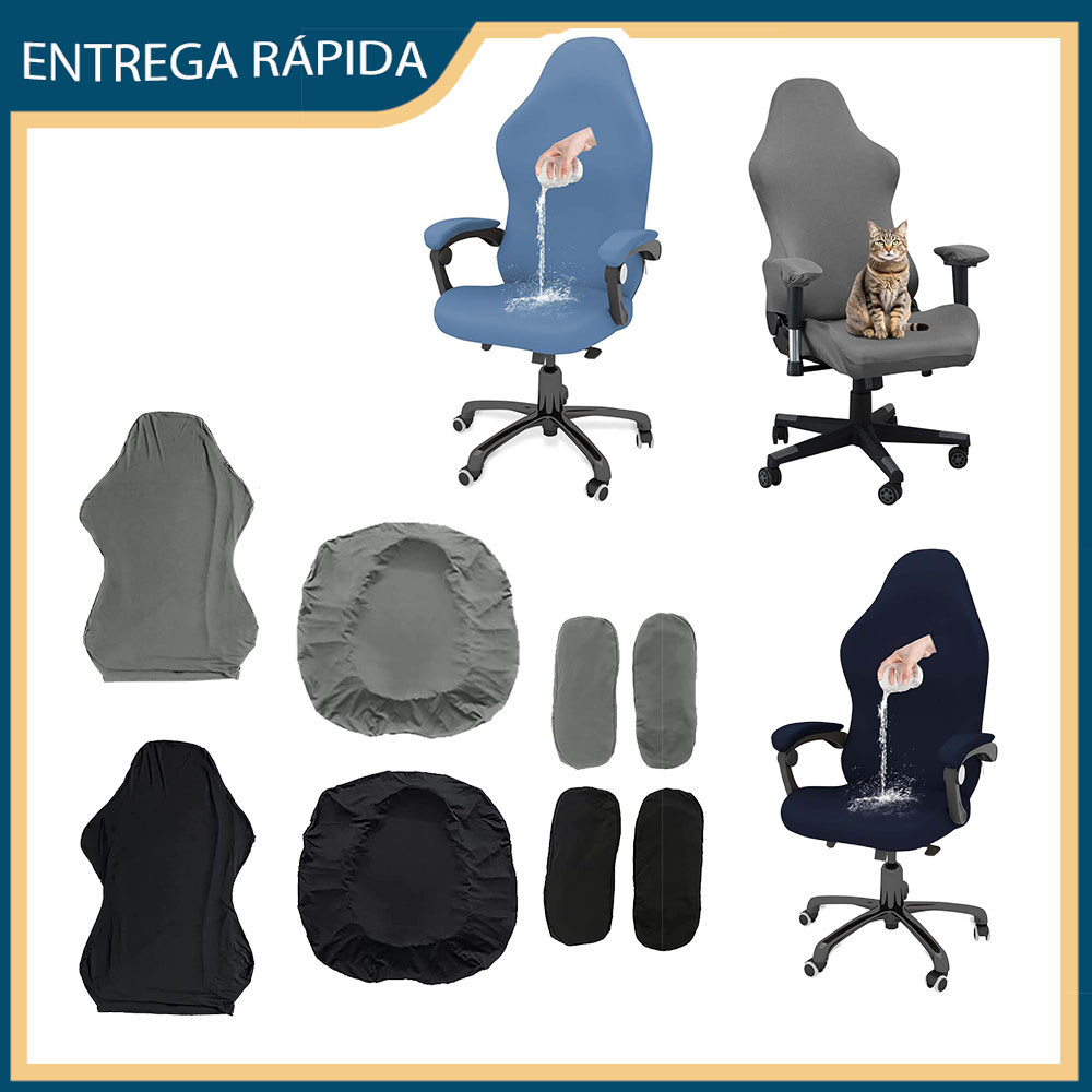Capa para cadeira de jogos de computador, capa elástica para cadeira de escritório, capa para assento, encosto e braços