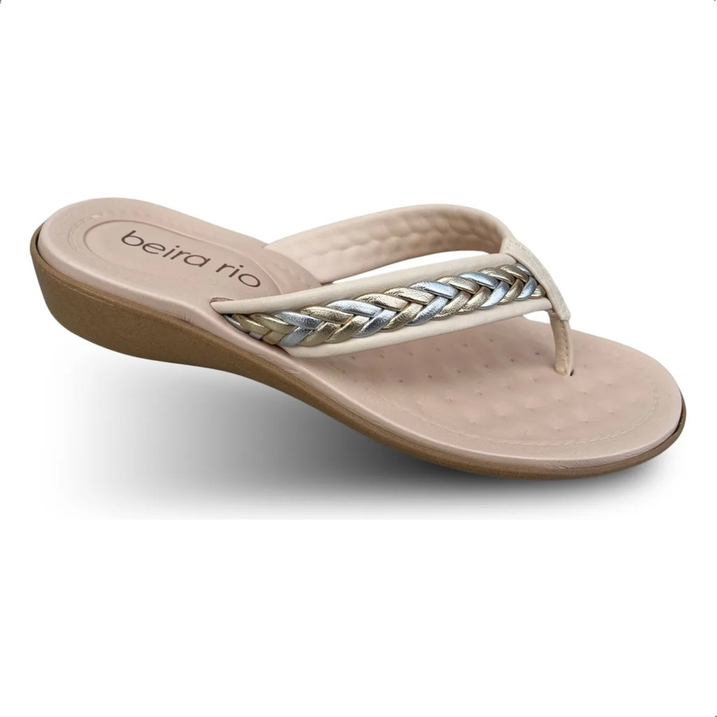 Chinelo Feminino Beira Rio Anabela Ortopédico Confortável Macio Tamanco Baixo