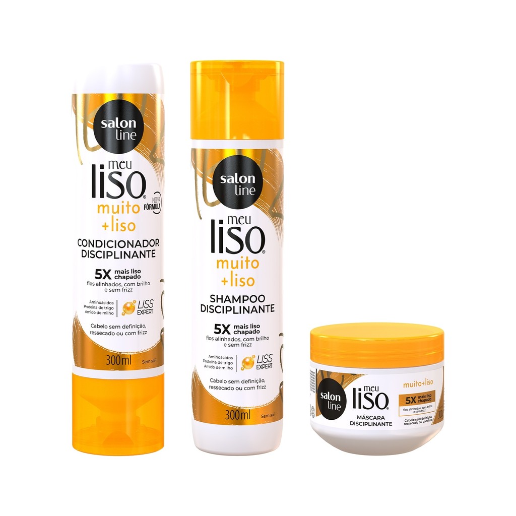 Kit Meu Liso Muito+Liso Shampoo + Condicionador + Máscara de Hidratação Salon Line em Oferta na Shopee