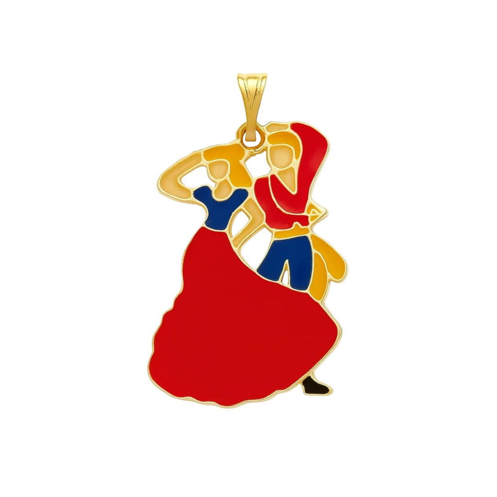 Pingente Imagem Casal Cigano 2,5 cm Metal Banhado Dourado