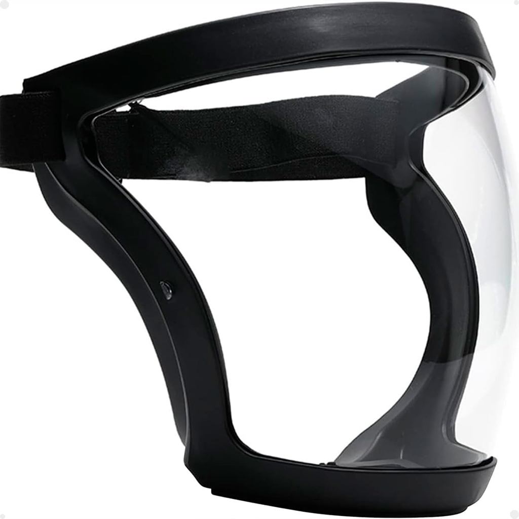 Máscara Protetora Facial Face Shield Transparente Antiembaçante Faixa Ajustável e Borda de Silicone  Proteção Total