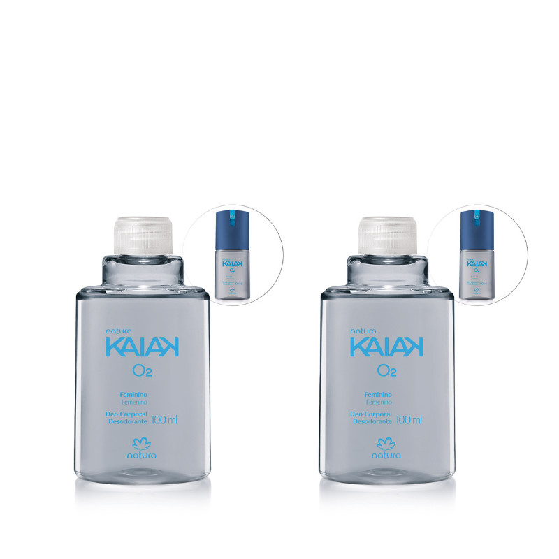 Kit 2 Refil Desodorante Corporal Kaiak O2 Feminino 100 ml